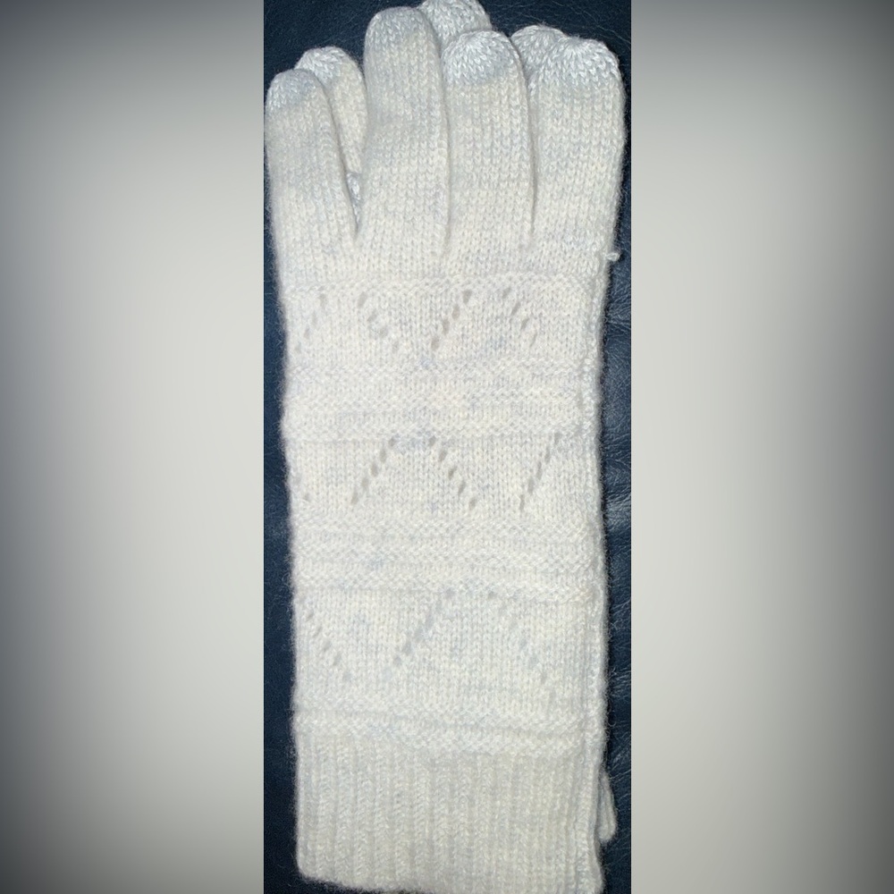 NWT Cozy Cashmere Cream and Gray Knit Gloves